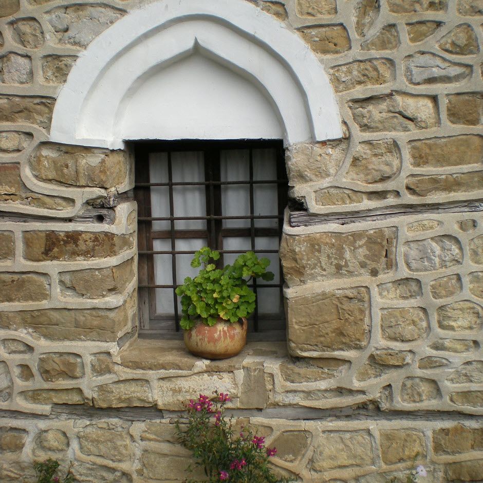 Small window with potted plant