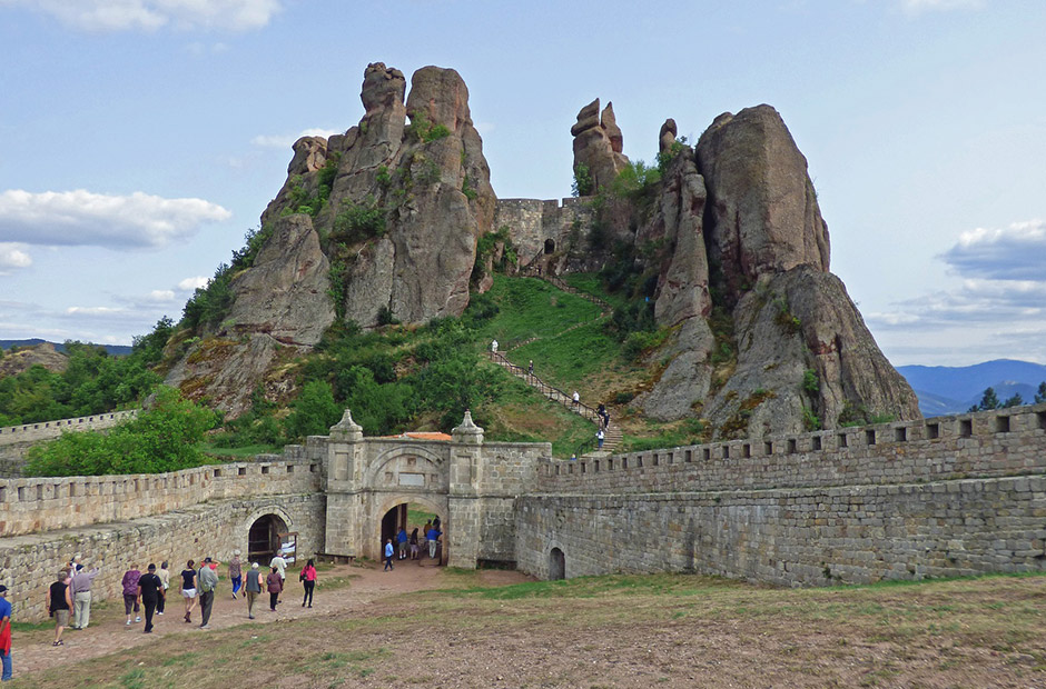 Tourists entering Belogradchik Fortress in Bulgaria